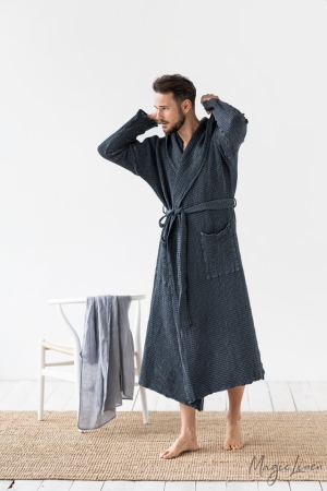 MEESTE LINANE VAHVELKOEGA HOMMIKUMANTEL  DARK GRAY